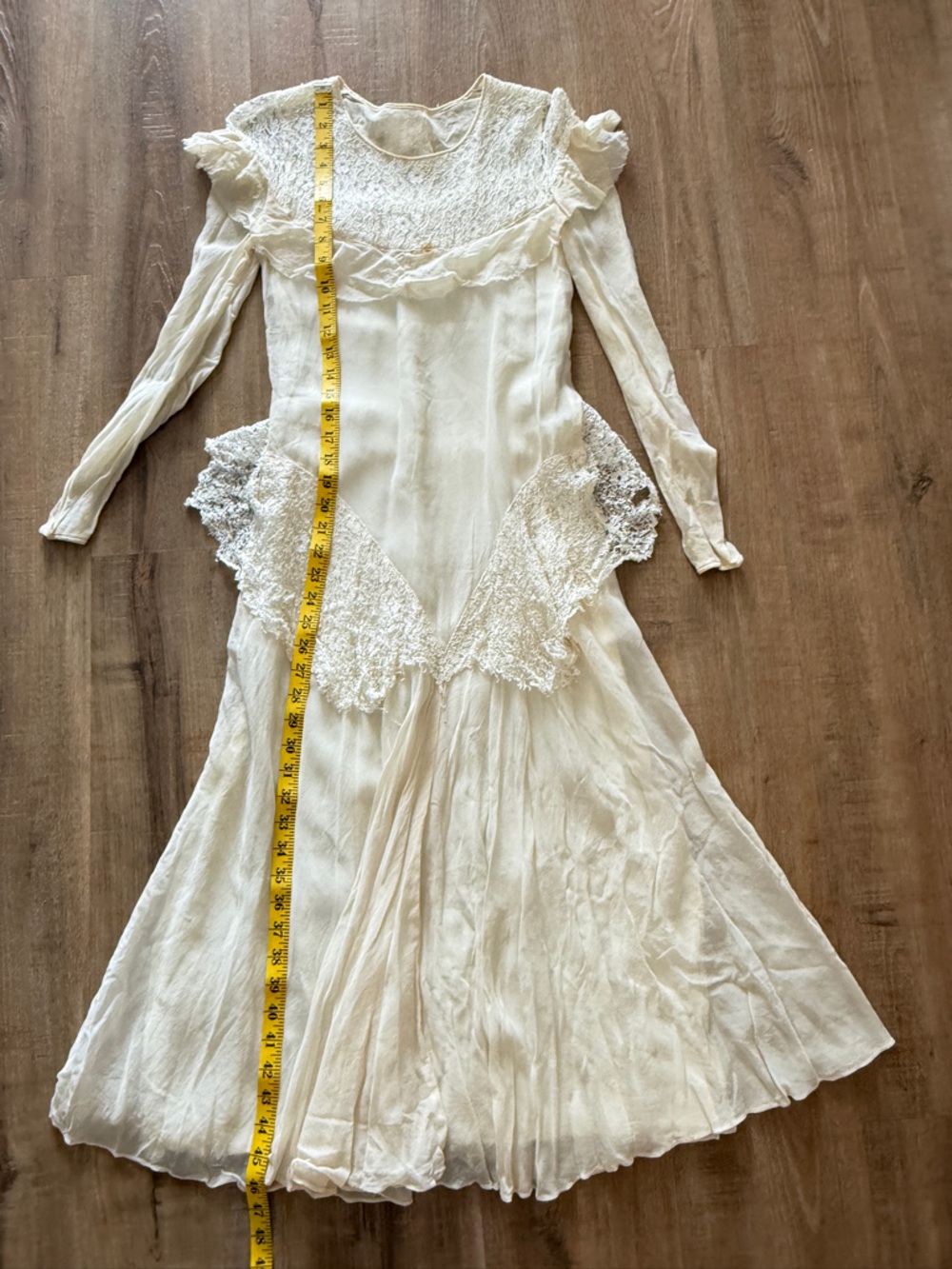 Vintage Handmade silk (?) Cream Dress Ethereal AS IS XS - Picture 12 of 13